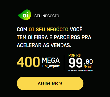 banner modelo utilizando internet Oi fibra óptica